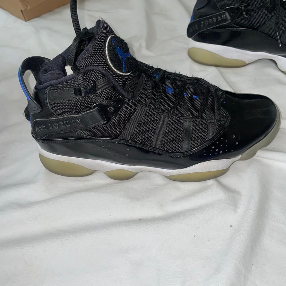 Men's Jordan 6 Rings 'Space Jam' Black Blue Shoes Size 8 Patent Leather - Picture 5 of 11